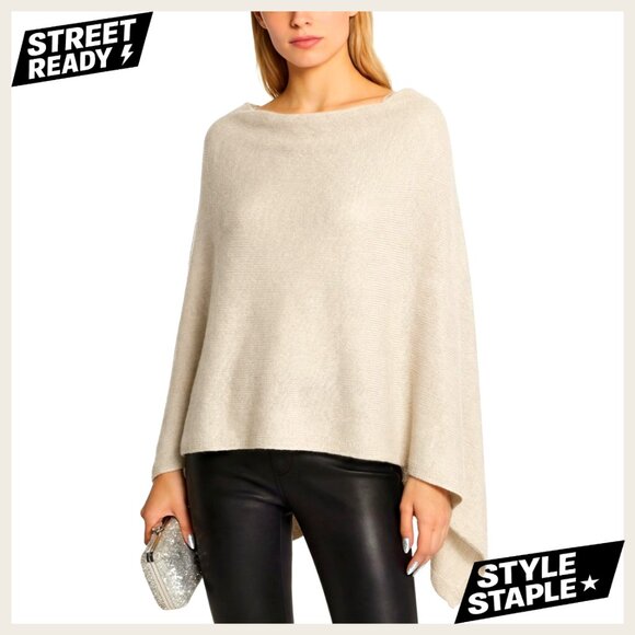 Lightweight Cashmere Poncho Sweater Asymmetrical Capelet Wrap Top
